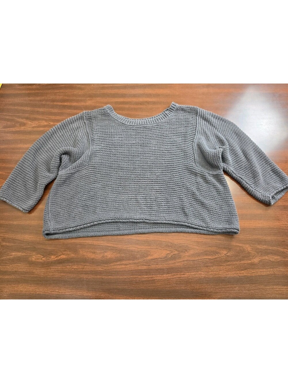 Old Navy XL Gray Chunky Knit 100% Cotton Long Sleeve Boatneck Sweater Minimalist